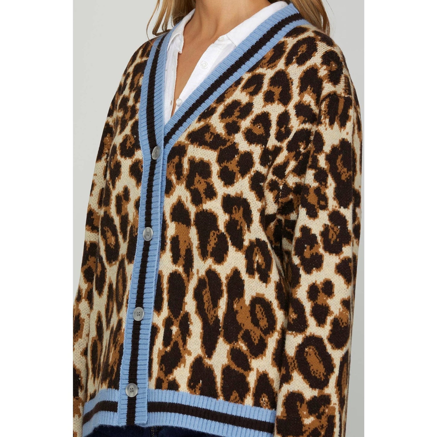STYLE USA - LEOPARD SWEATER CARDIGAN
