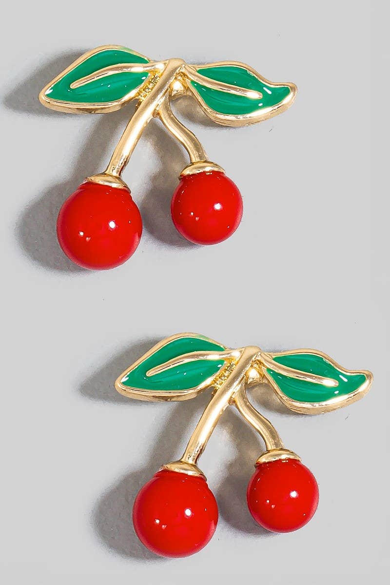 The Looks by Fame Accessories - Epoxy Cherry Stud Earrings