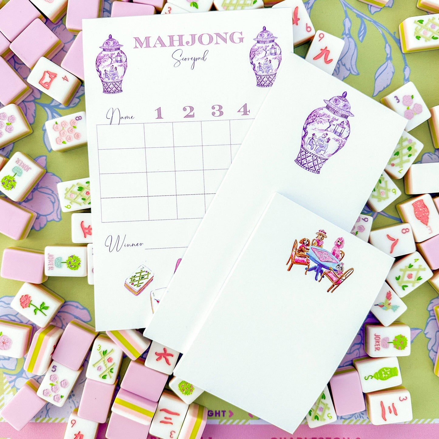 Taylor Paladino - Dogs Playing Mahjong Notepad