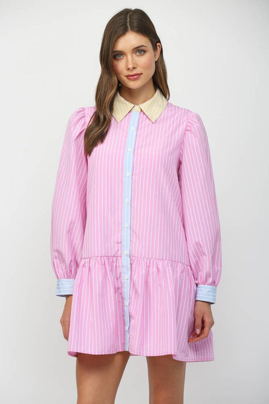 90s Color Block Polo Dress