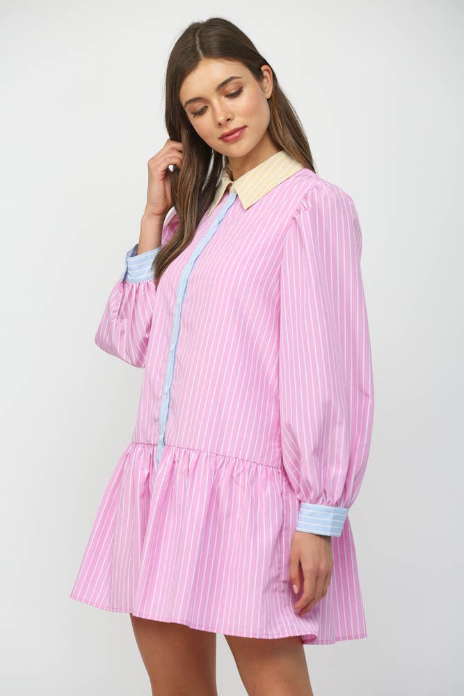 90s Color Block Polo Dress