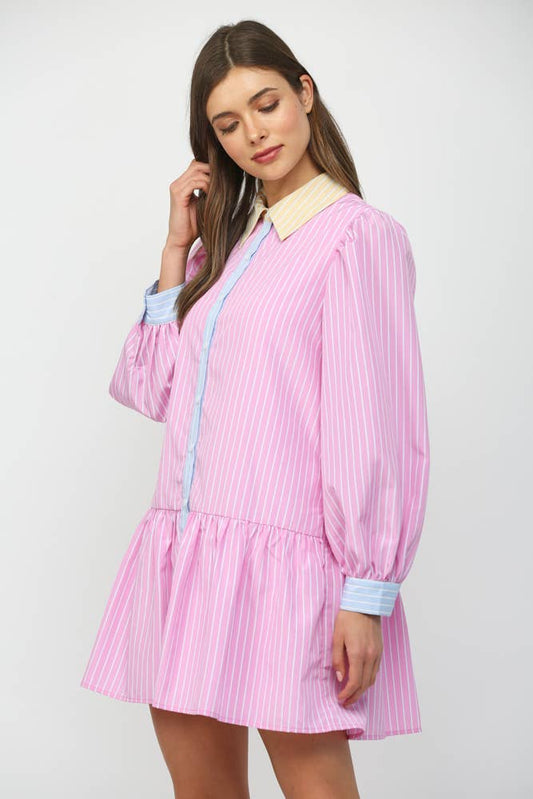 90s Color Block Polo Dress