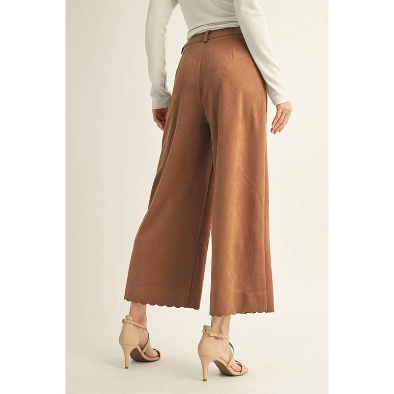 Suede Scallop Pants
