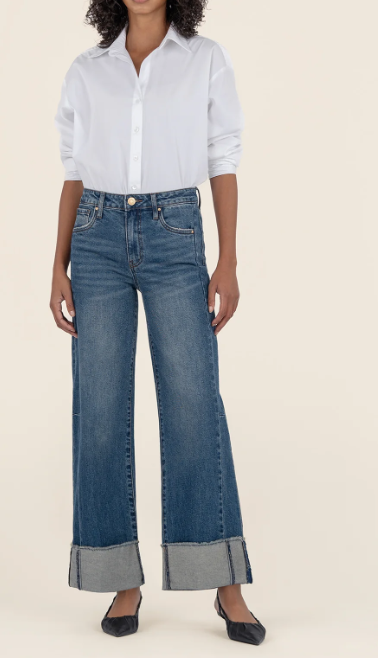 High Rise Meg Fab Ab Wide Leg Large Cuff Jeans