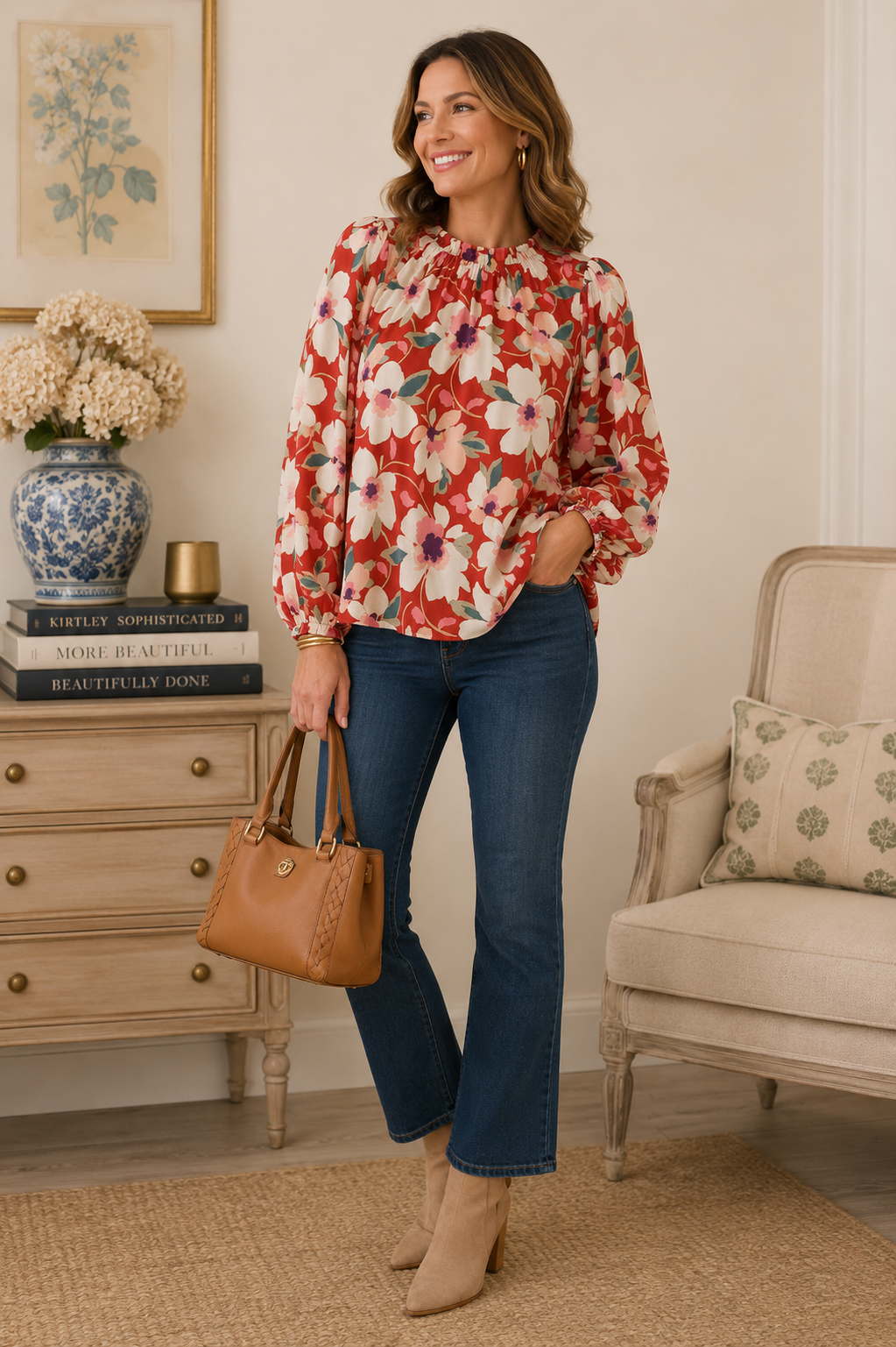 The Crimson Bloom Blouse