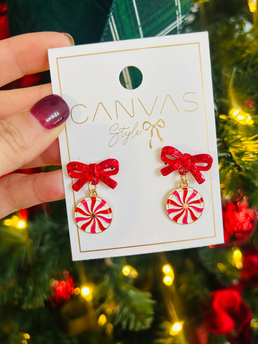 Peppermint Bow Earrings