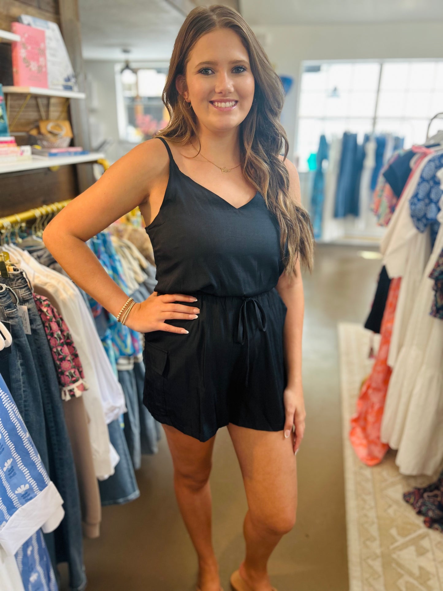 Reese Deep Navy Romper