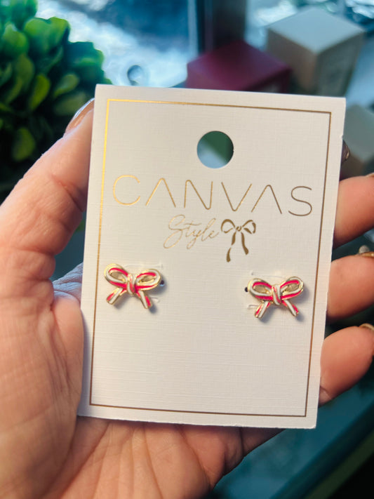 Candy Cane Bow Stud