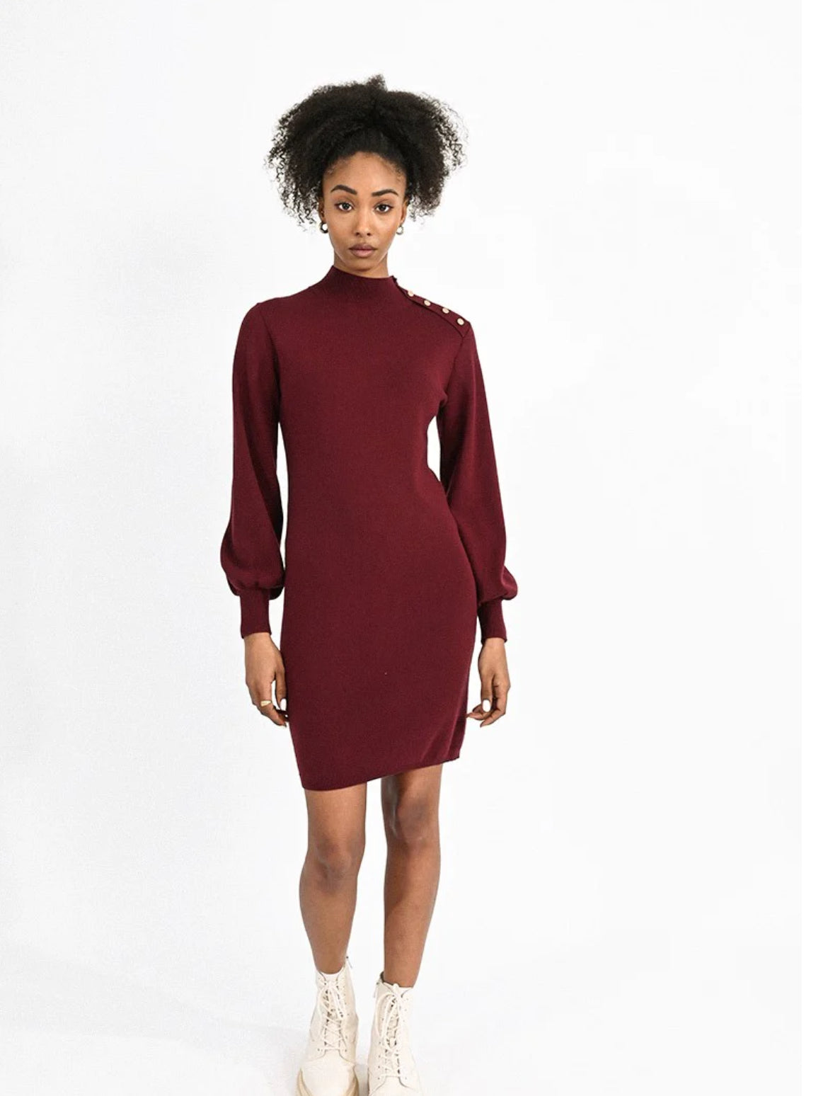 Merlot Fitted Knit Dress