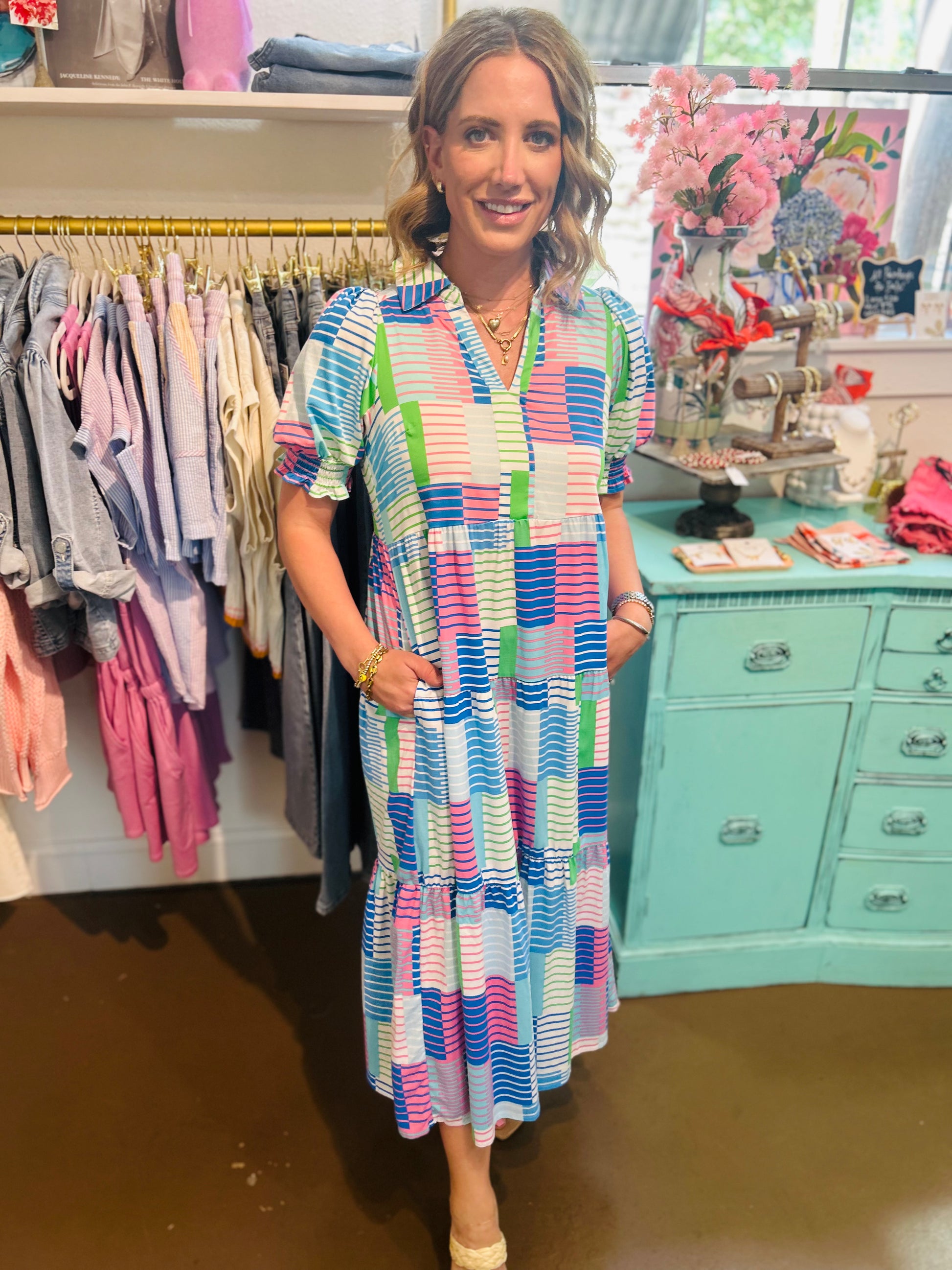 yacht club dress Yacht Club Social Stripe Mini Dress XL / blue