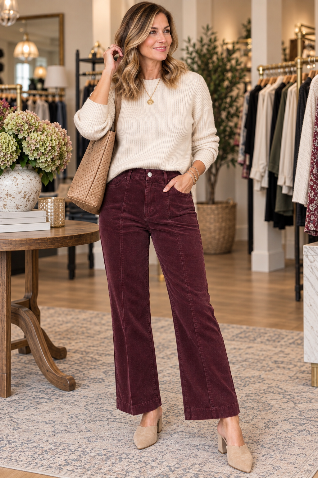 Charlene Corduroy Wide Crop