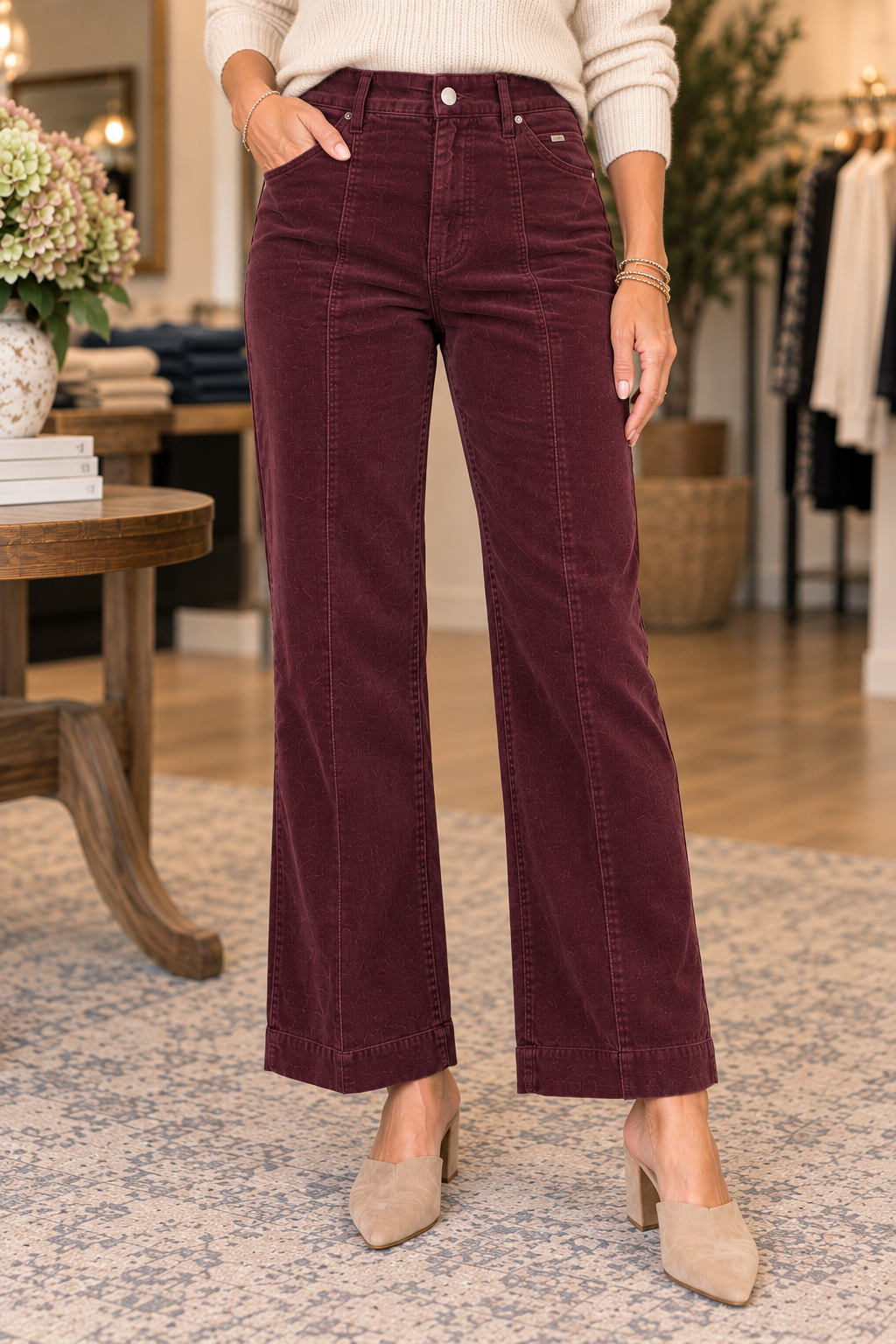 Charlene Corduroy Wide Crop