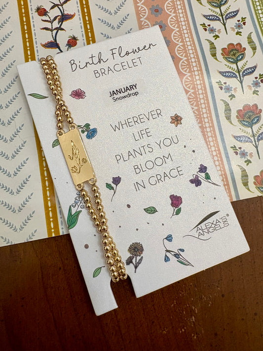 Birth Flower Gold Bracelet
