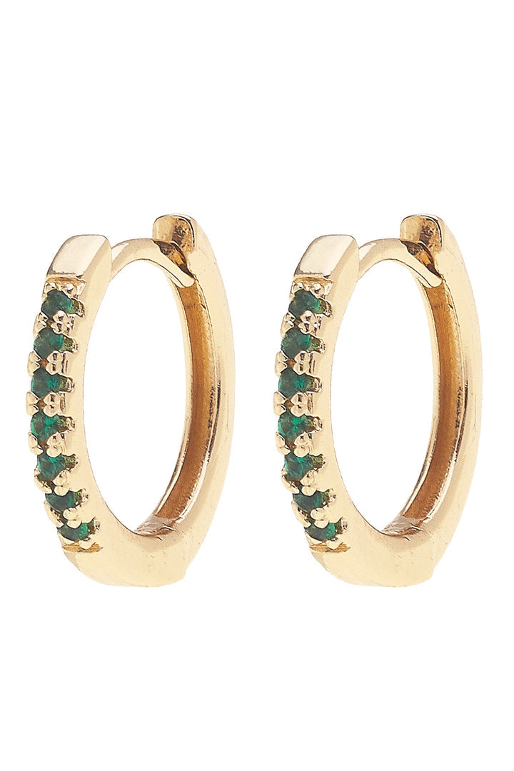 Remi Pave Huggie Hoop Green