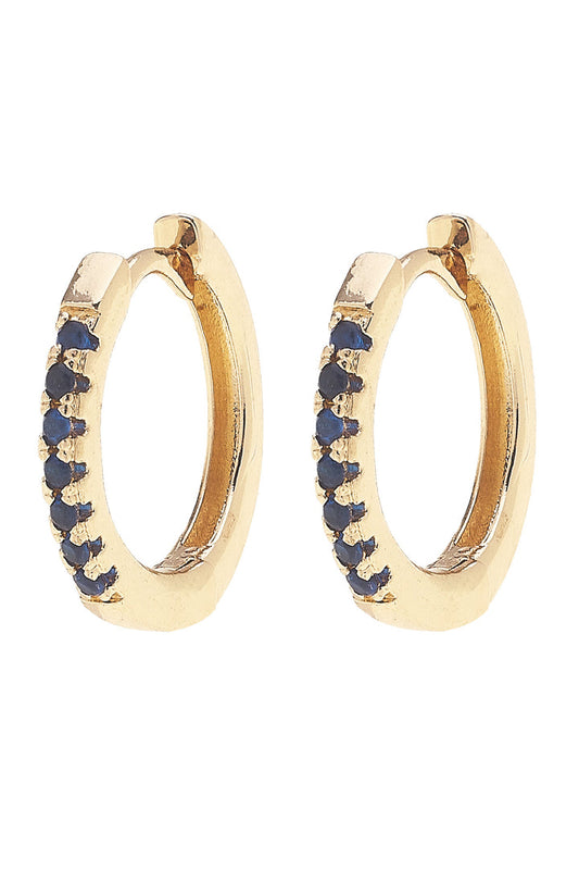 Remi Pave Huggie Hoop Navy