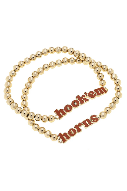 Texas Longhorns Slogan Ball Bead Bracelet