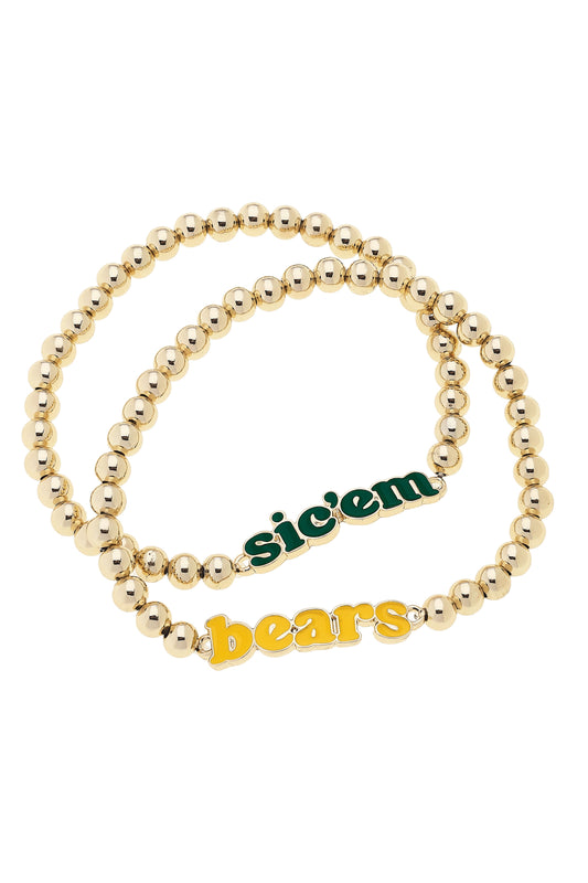 Baylor Bears Slogan Ball Bead Bracelet
