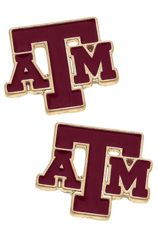 Texas A&M Aggies Enamel Logo Stud Earrings