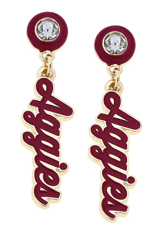 Texas A&M Aggies Autograph Enamel Earrings