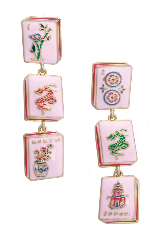 Linked Mahjong Tile Earrings