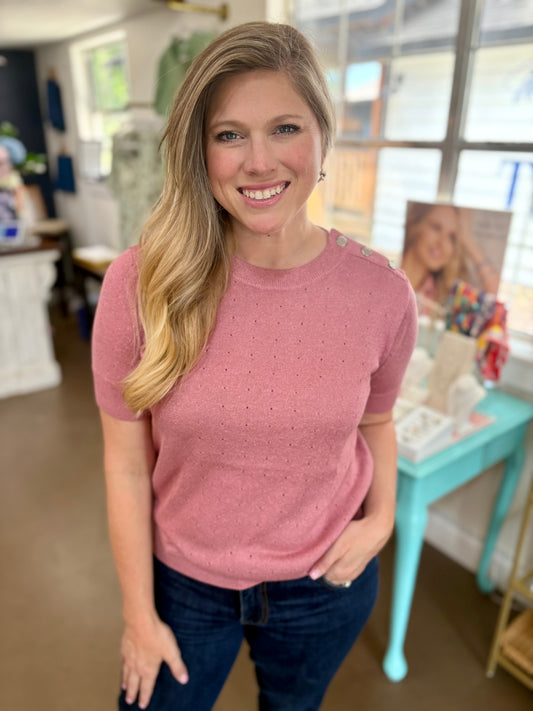 Benjamine Dark Rose Short Sleeve Top