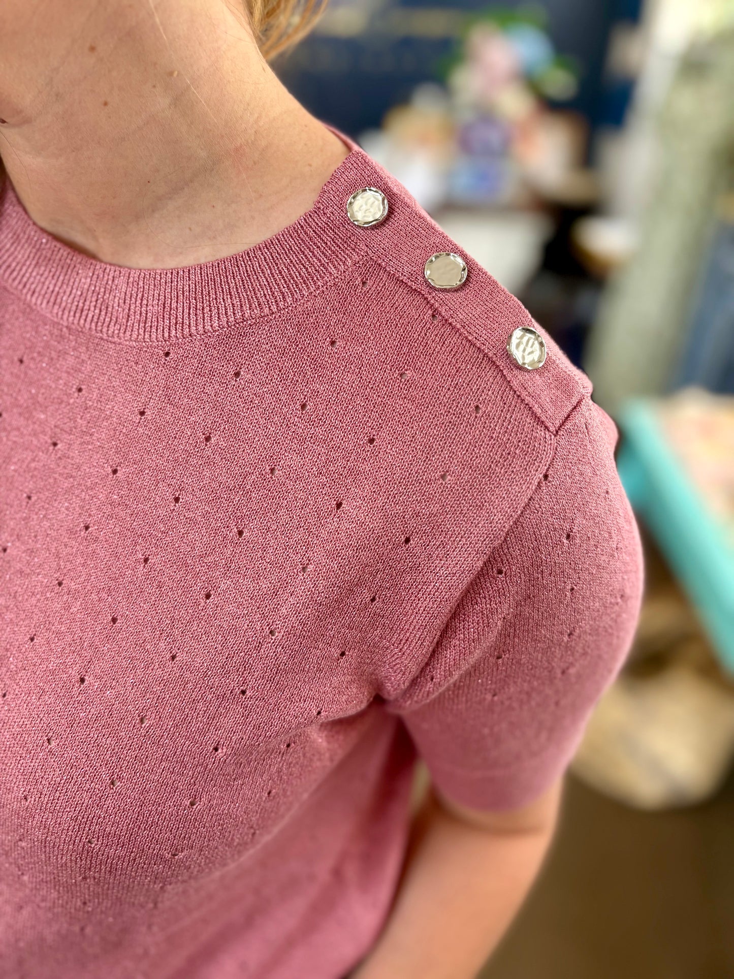 Benjamine Dark Rose Short Sleeve Top