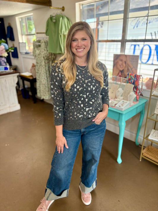 Braelyn Dark Grey Sweater w/sequins