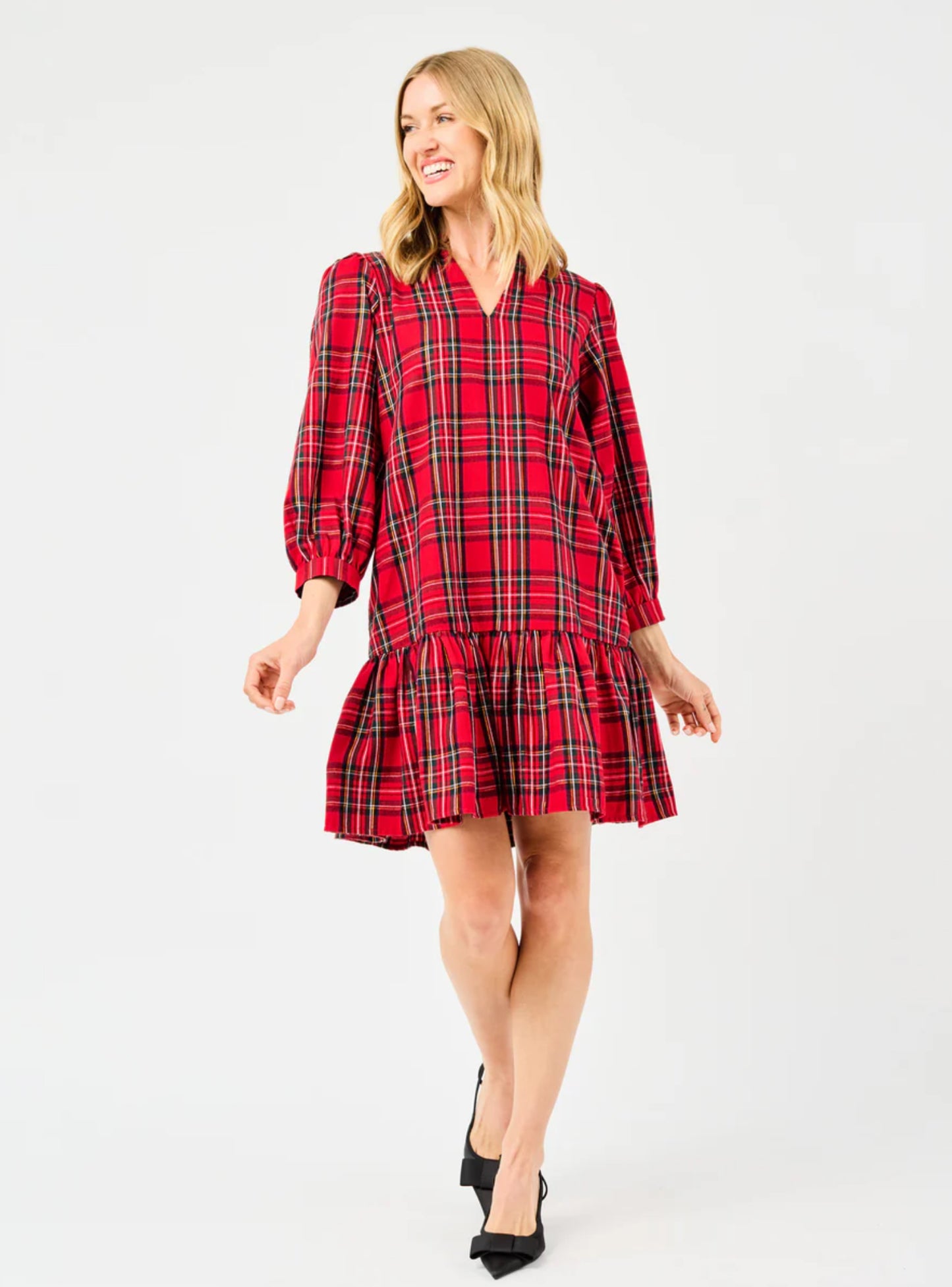 Red Plaid Naomi Dress