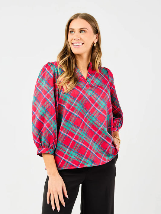 Plaid About You - Pink Tamryn Top