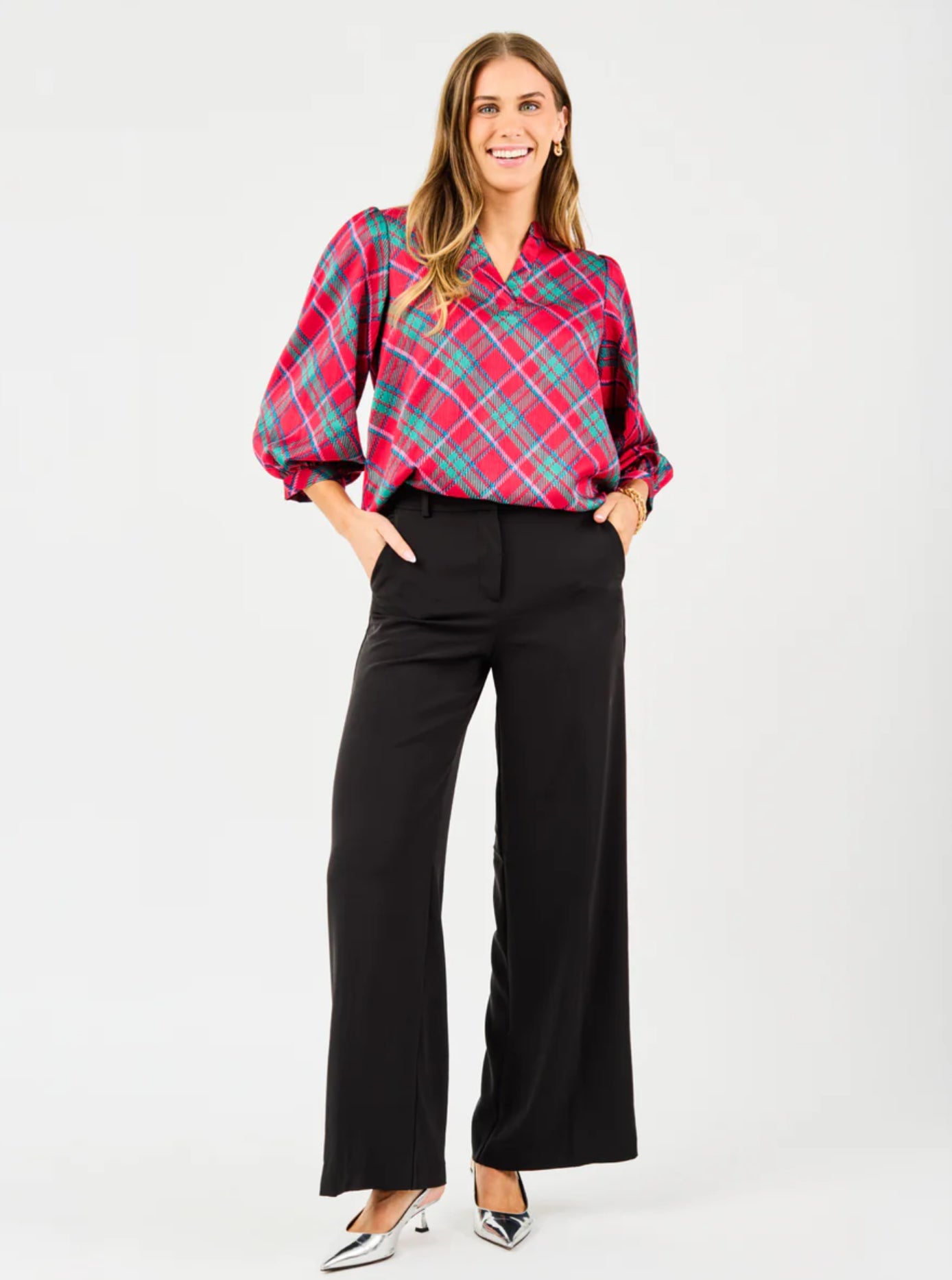 Plaid About You - Pink Tamryn Top
