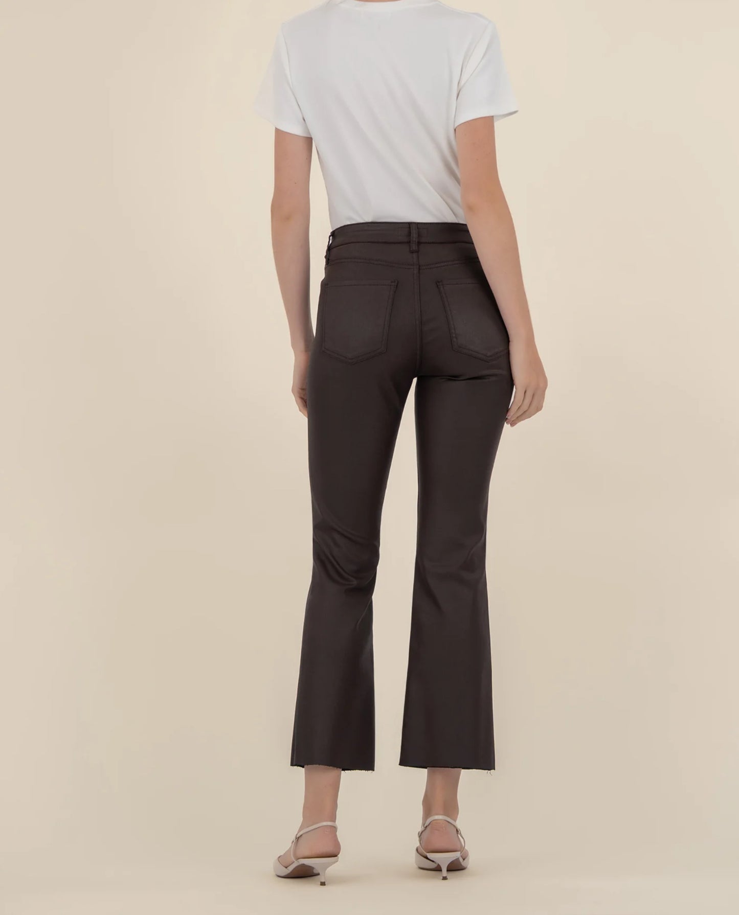 Kelsey Coated High Rise Ankle Flare - Chocolate