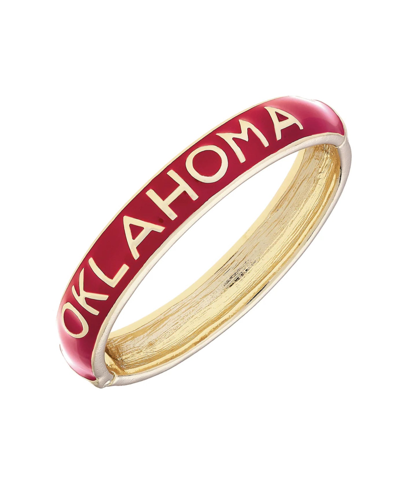 Oklahoma Sooners Sculpted Enamel Hinge Bangle - Crimson