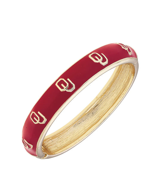 Oklahoma Sooners Sculpted Enamel Logo Hinge Bangle (OU Logo)
