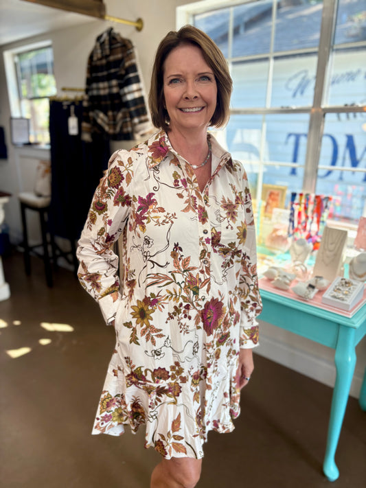 Autumn Bouquet Long Sleeve Dress