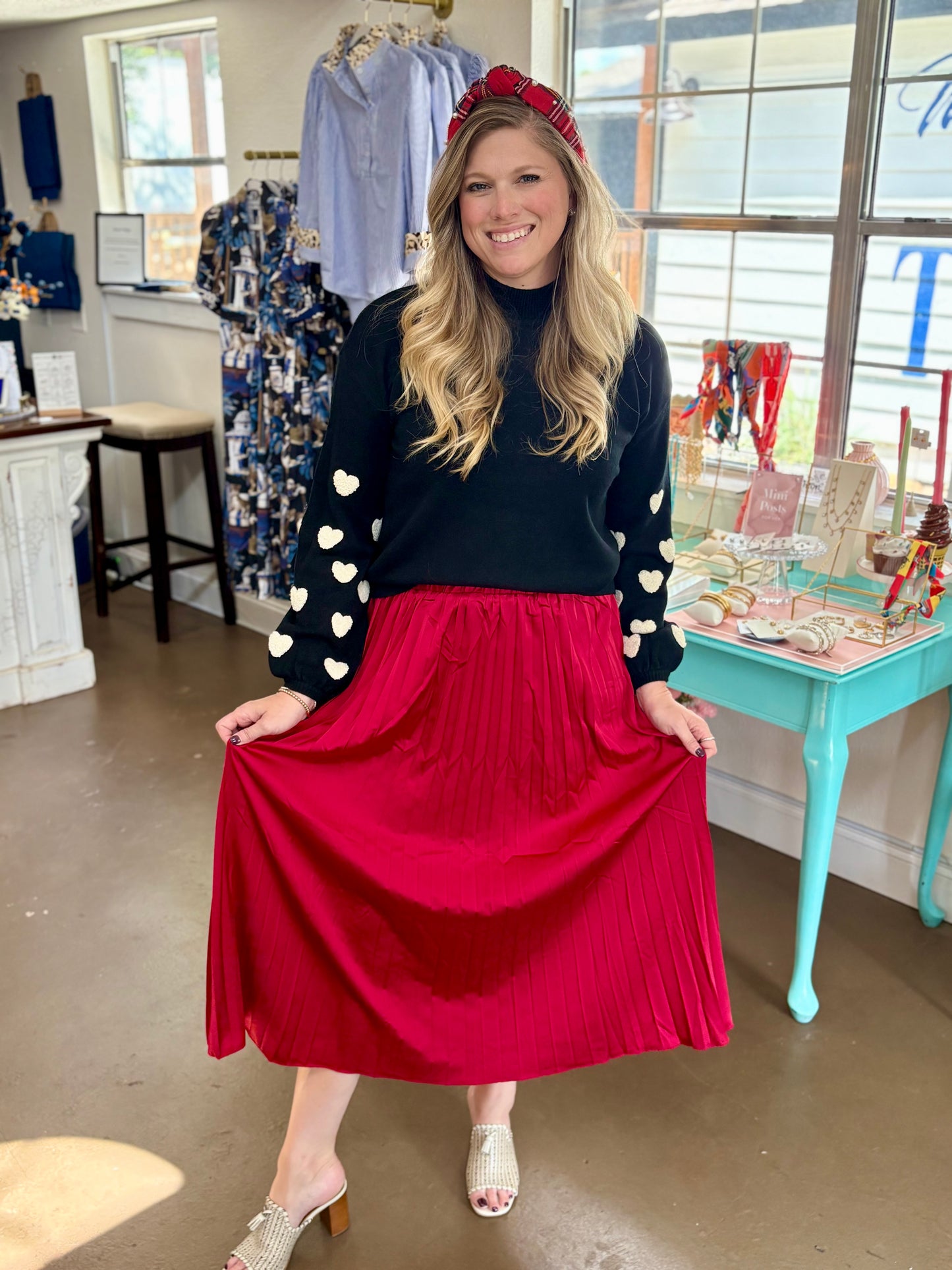 Townes Pleated Ruby Skirt