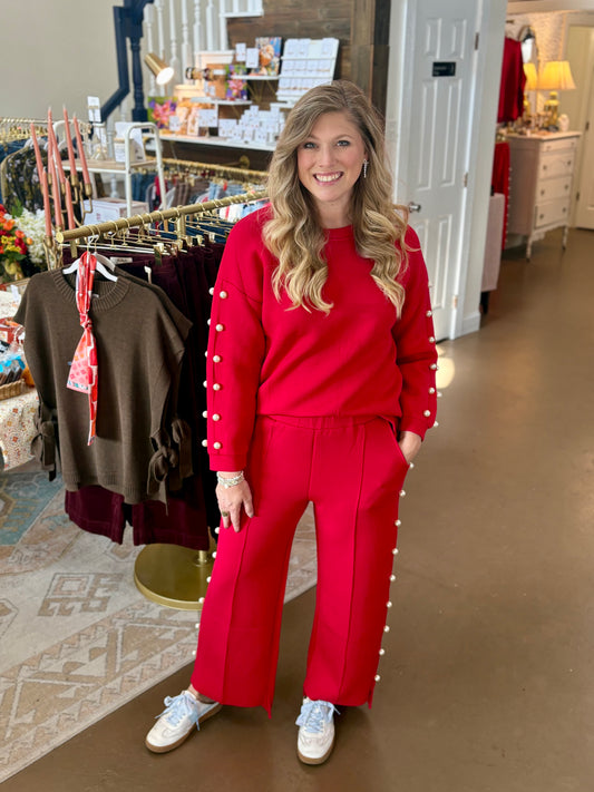 Farrah French Scuba Pearl Long Pant