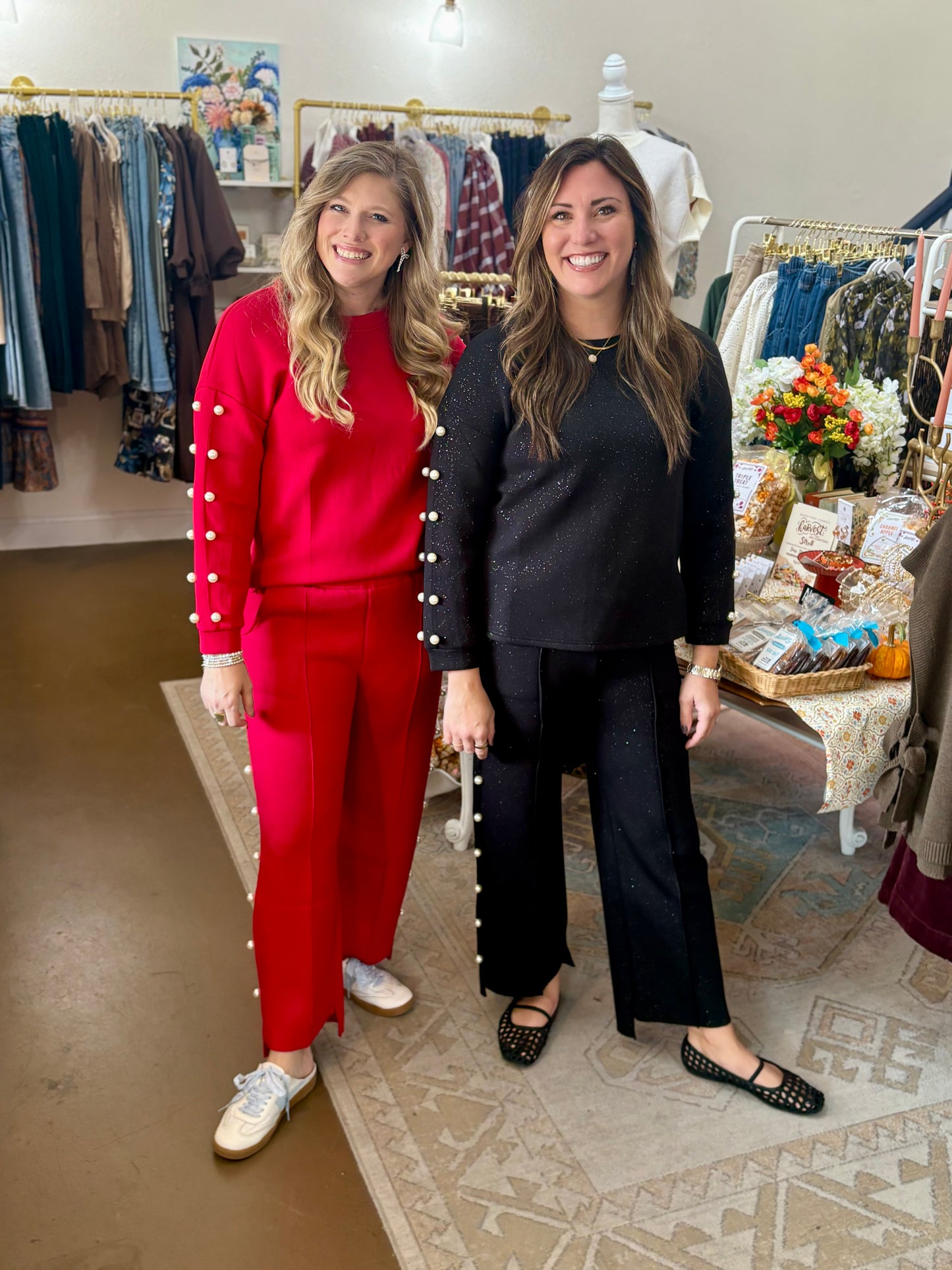 Katri French Scuba Pearl Top W/ Glitter