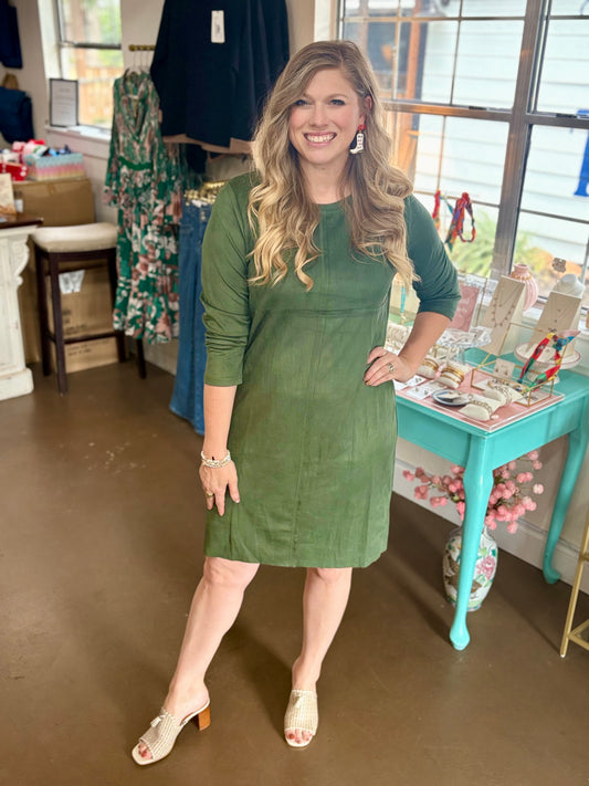 Aurora Suede Round-Neck Dress