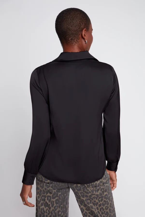 Satin V-Neck Blouse With Trim Details