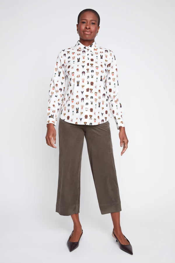 Dog print Poplin Button Down Dress Shirt