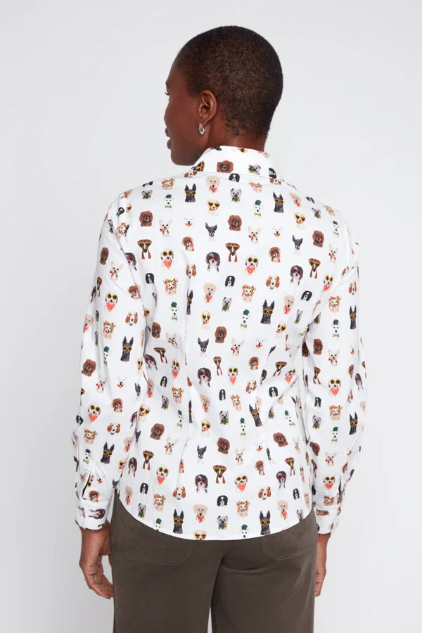 Dog print Poplin Button Down Dress Shirt