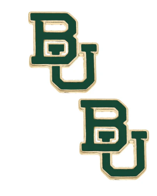 Baylor Stud Earrings in gold/green