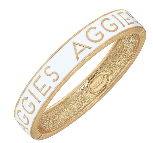 Texas A&M HInge Bangle White