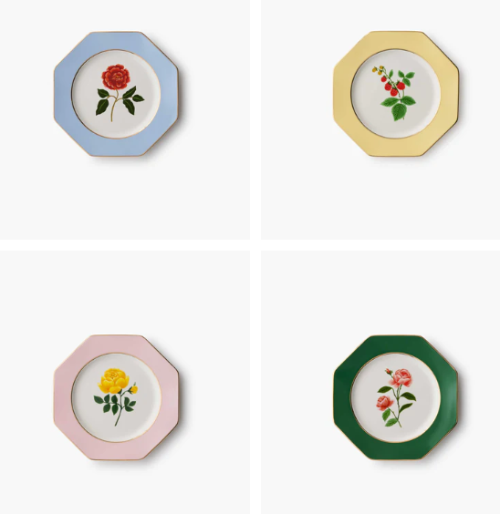 Roses Porcelain Dessert Plates-Rifle Paper Co.