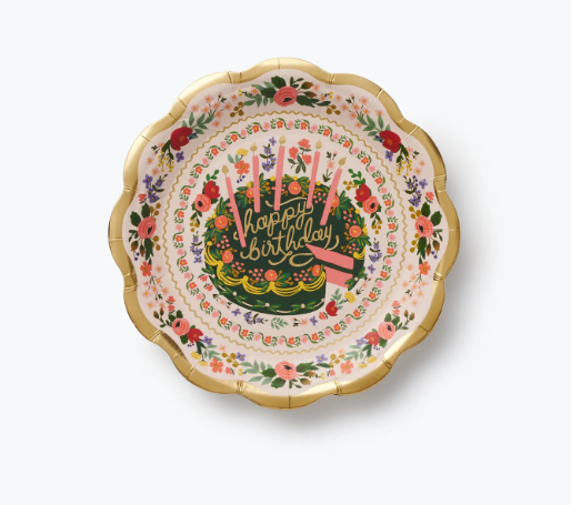 Floral Cake Small Paper Plates- Set of 10