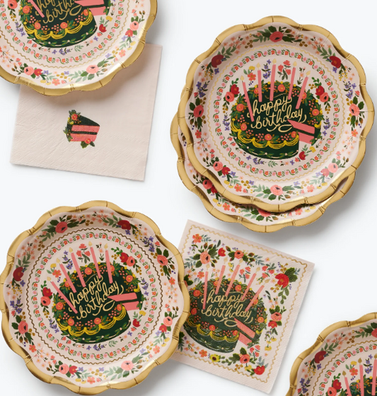 Floral Cake Small Paper Plates- Set of 10