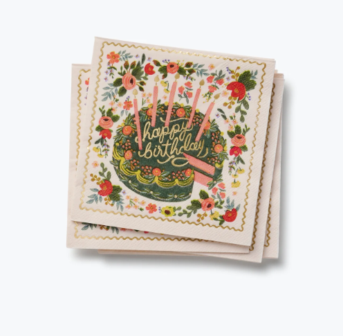 Floral Cake Cocktail Napkins-Set of 20