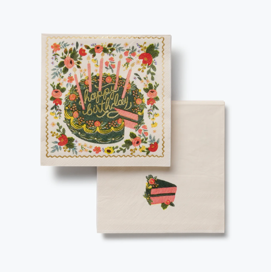 Floral Cake Cocktail Napkins-Set of 20