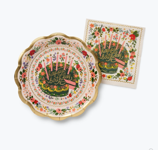 Floral Cake Cocktail Napkins-Set of 20