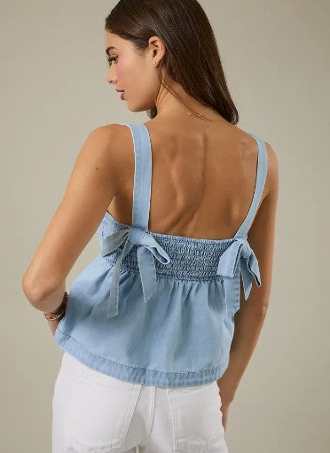 Blue Bow Back Tank